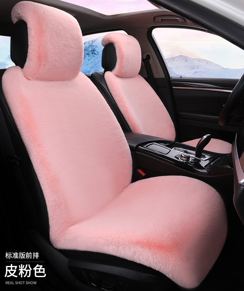 Cross-border 2026 new winter rabbit fur plush seat cushion with lumbar support, thickened car seat pad, car interior seat cushion, non-slip