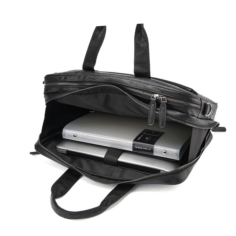 Nuevos hombres pu portátil maletín Oficina de conferencias de negocios gran capacidad 15,6 pulgadas Bolsa de computadora de una sola pieza entrega