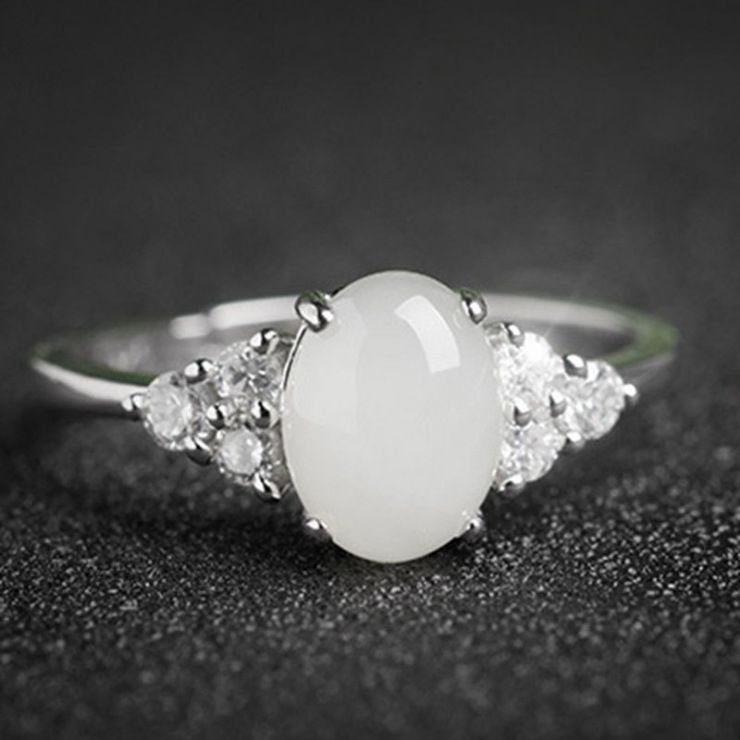 jz044 우아한 허티안 백옥 반지