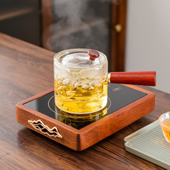 Side handle teapot glass tea brewing device electric ceramic stove high temperature brewing teapot wood handle single pot filter Gongfu tea set tea brewing