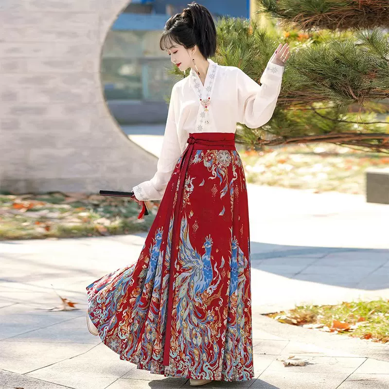 雀翎织金妆花马面裙套装新中式国风汉服女日常搭配明制改良飞机袖