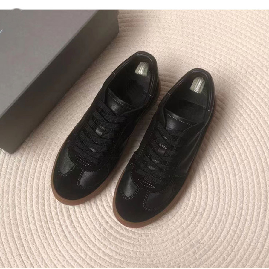 Made in Guangdong~~ Water-Dyed Yak Leather Comfortable and Soft German-Style Training Shoes, First Layer Genuine Leather, Flat-Soled Lace-Up Couple Sneakers with Thick Soles