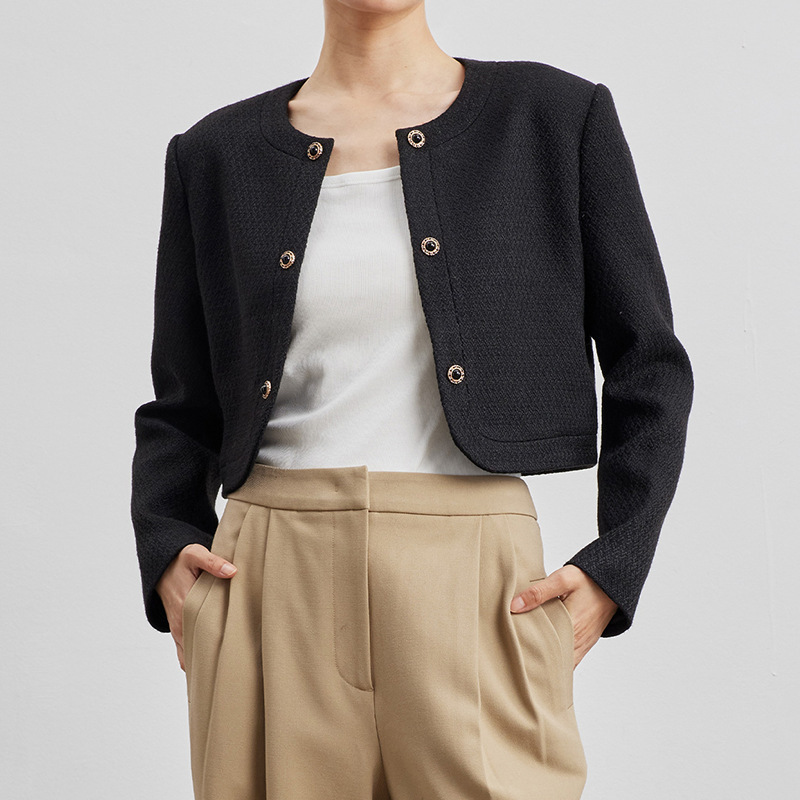 Spot Marll Fancy Gauze Short Box-Shaped Small Fragrant Jacket Loose Age-Reducing High-End Chic Top Texture