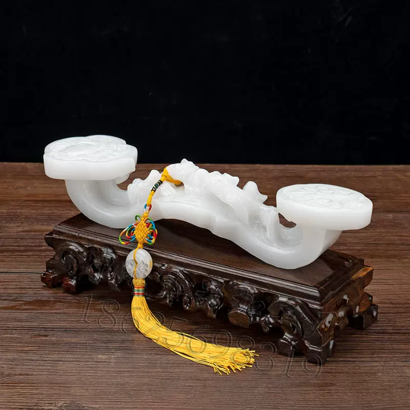 天然玉石玉如意客厅电视柜中式吉祥摆件中式乔迁新房摆件商务礼品