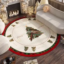 圣诞毛毯圣诞树地毯客厅茶几衣帽间地毯圆形卧室感轻奢梳妆台地垫