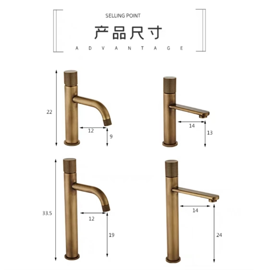 Cross-border wholesale of antique-style kitchen cold and hot washbasins, retro indoor and outdoor pure copper and all-copper faucets, complete bathroom factory undefined