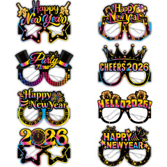 2026 新年パーティー面白い写真小道具紙メガネ新年大晦日パーティーメガネ装飾クロスボーダー