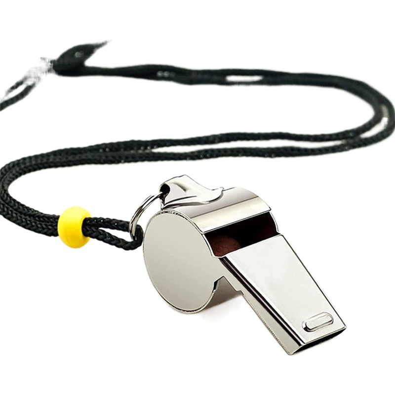 Whistle Stainless Steel Whistle Survival Tool Ball Game Referee Competition Cheering Whistle Adjustment Bead Lanyard Whistle