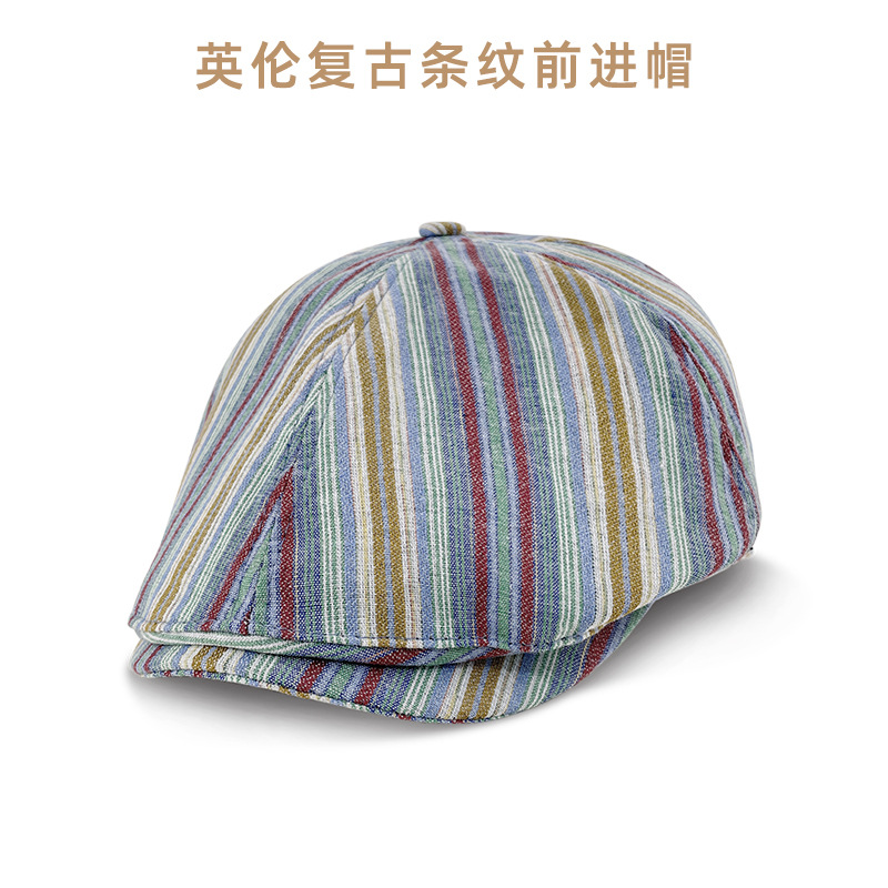 Boina inversa de primavera y otoño japonés retro color sólido rayas hacia adelante sombrero mostrando la cara pequeña pintora versátil sombrero de niño de periódico image 22