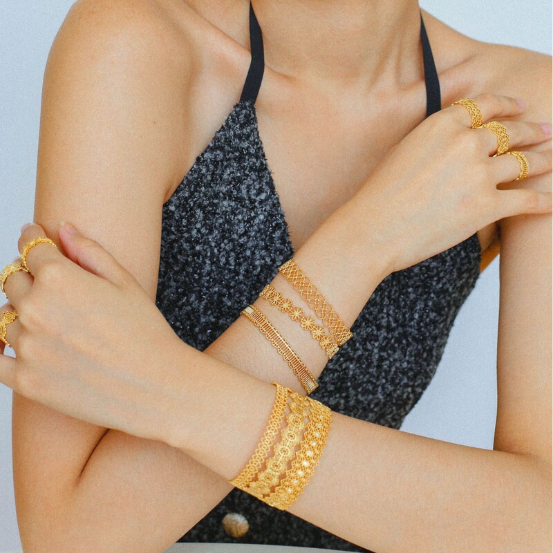 New Lace Hollow Striped Bracelet Women's Geometric Trend Simple Personality Bracelet Collection Bracelet Wholesale