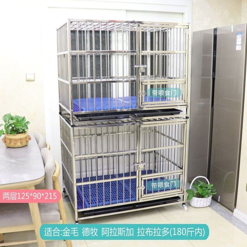 不锈钢狗笼子小中型大型犬带厕所家用室内外可拆卸加厚加粗宠物笼|undefined
