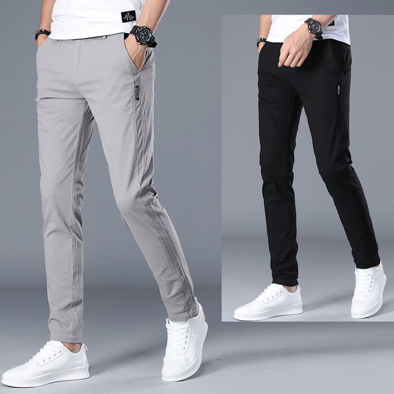 2023 New Long Pants Men's Casual Pants Men's Sports Loose Straight-Leg Trendy Korean Style Slim Ice Silk Summer Style