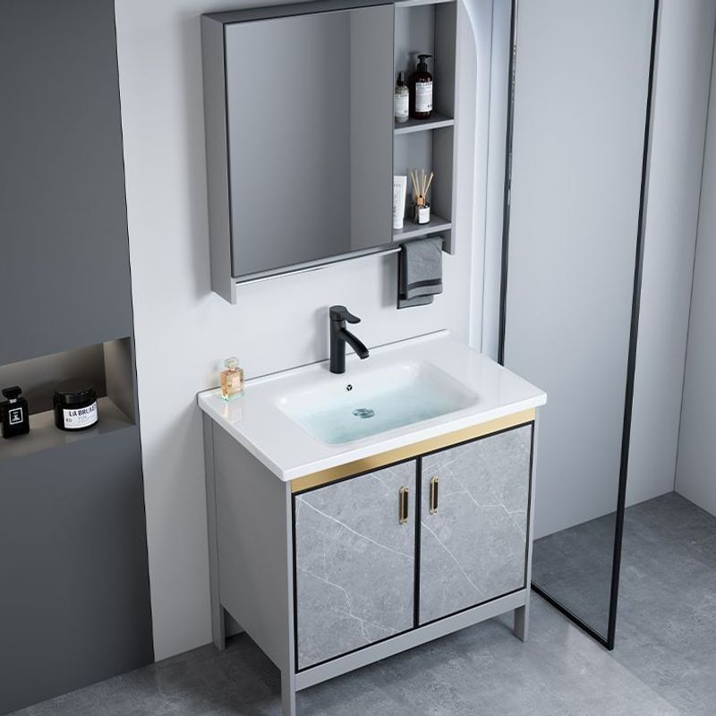Floor-Standing Space Aluminum Bathroom Cabinet Washbasin Bathroom Sink Cabinet Combination Balcony Ceramic Washbasin Sink