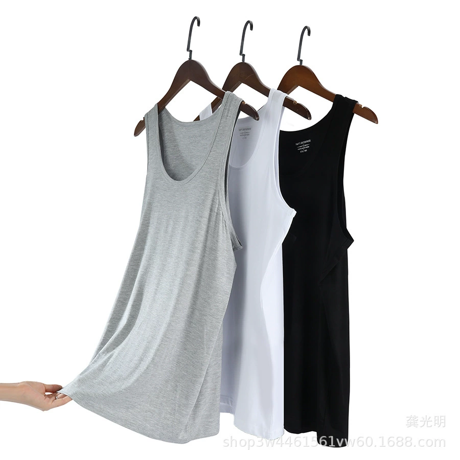 Мужской жилет модаль антибактериальный круглый воротник нижний топ дышащий стройный спортивный барьер эластичная майка