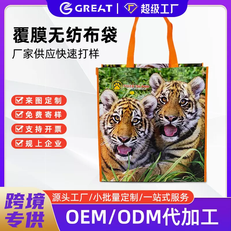 覆膜无纺布袋印刷logo空白袋超市礼品环保购物袋外贸服装袋手提袋