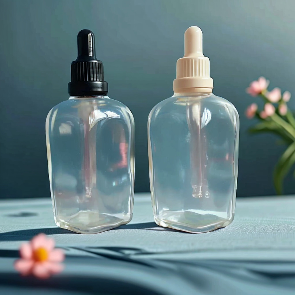 厂家现货供应100ml方型透明精油瓶配套滴管 化妆品玻璃瓶