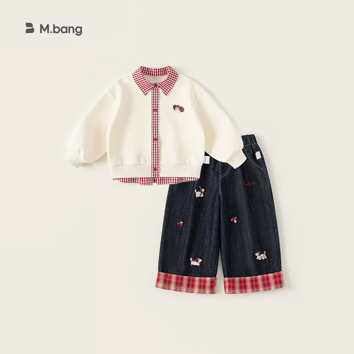 邦选套装2026春装女宝宝外套开衫阔腿牛仔裤女童两件套儿童套装