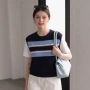 短袖条纹撞色夏季t恤