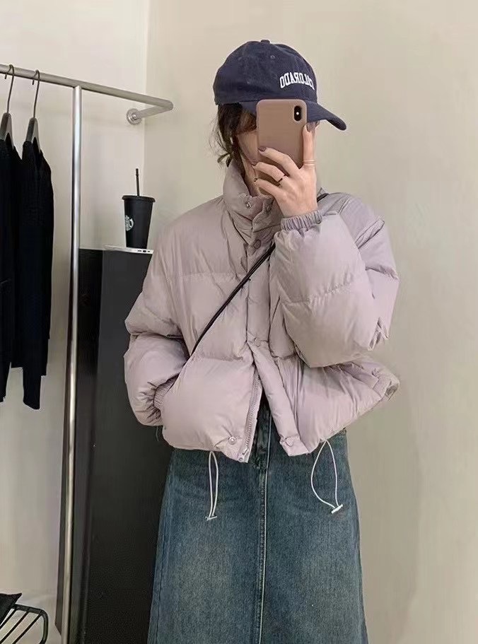 韓国東大門オリジナルパン服女性立襟小柄白鴨ダウンジャケット秋冬新作コート