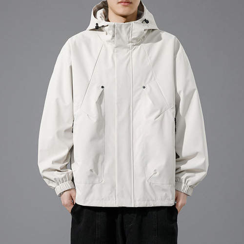 Men's Spring and Autumn Oversized Casual Jacket, Fat Men's Added Fat and Large Single Color Hooded Top Jacket Men's Clothing