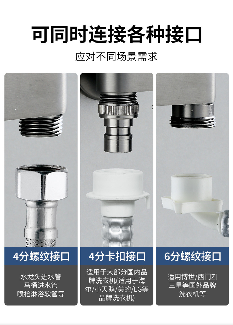 Thickened washing machine faucet automatic stop valve special 4 extended joint household automatic 46 points universal wholesale undefined