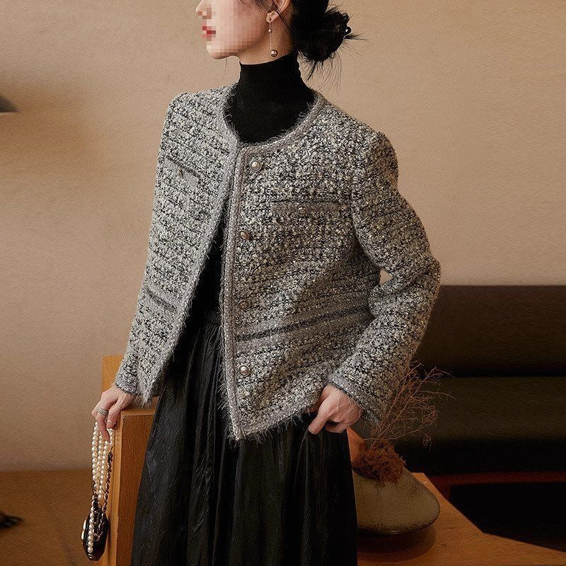 小香风外套女重工编织春秋2025新款装粗花呢女士减龄短款上衣|undefined