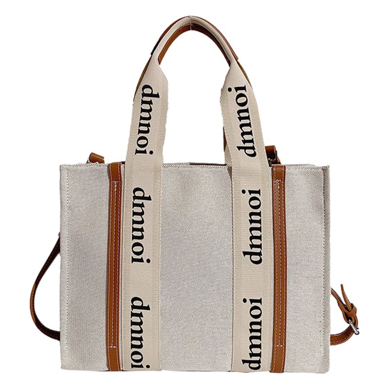 Bolsos para Mujer 2025, Bolso Tote de Lona de Gran Capacidad, Bolso de Mano Informal, Bolso Bandolera con Estampado Simple
