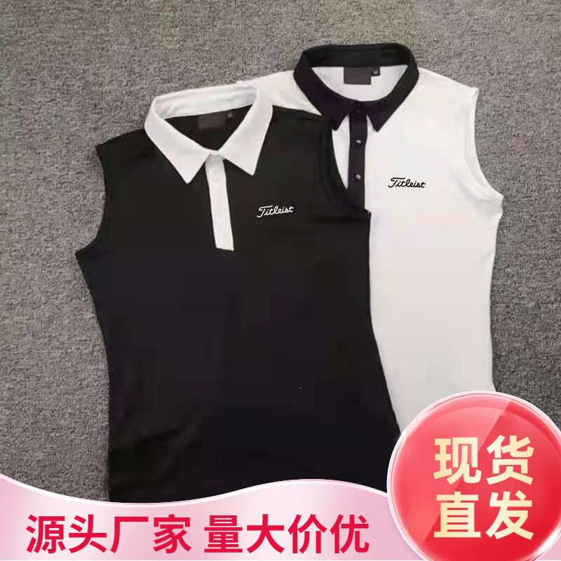 Korean Style Golf Clothing Women's Short-Sleeved T-Shirt Breathable Quick-Drying Sleeveless Fashionable Casual Golf Elastic Sports Jersey