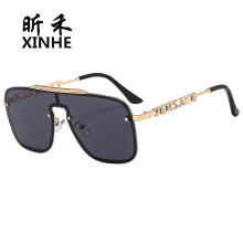 美杜莎水印镜片墨镜连体片风镜范家人头像太阳镜带V字母镜腿眼镜