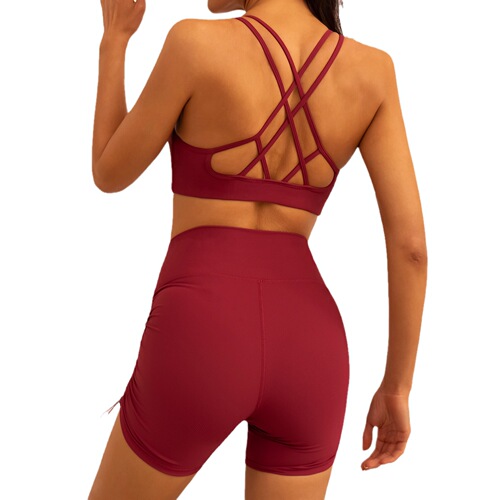  New Ribbed Sport Bralette Women's Drawstring Fitness Pants Fitness Shorts Sport Top Yoga Set