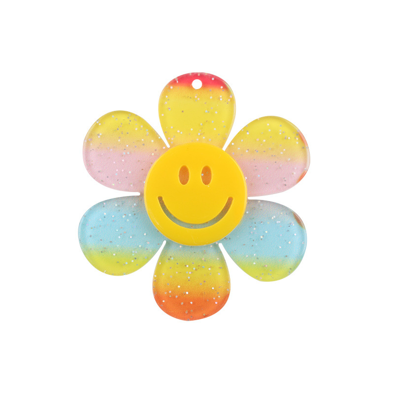 Nuevo acrílico sonriente girasol pequeños accesorios creativos ing nicho flores frescas llavero accesorios accesorios