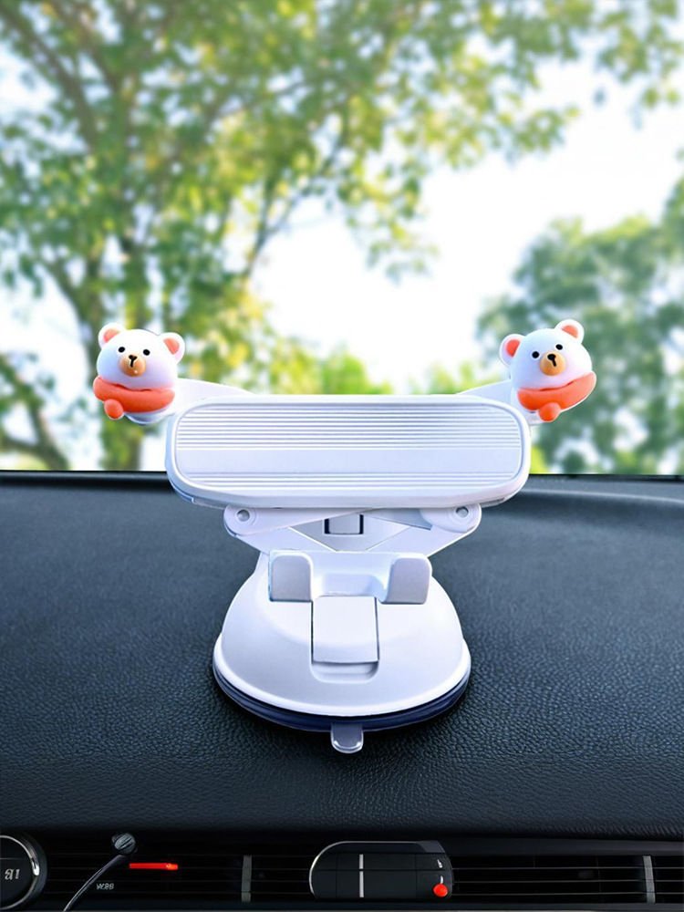 Longqi's New Cute Cartoon Car Mobile Phone Holder Suction Cup Universal Anti-Shake Car Navigation Holder Can Be Shipped on Behalf of Others