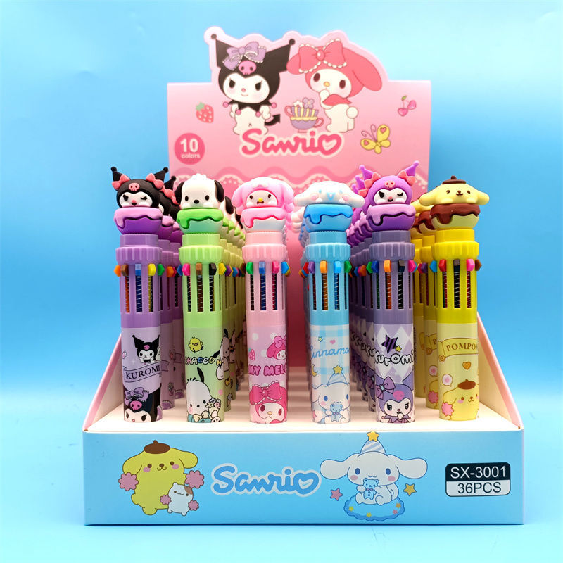 Sanlio nuevo bolígrafo de 10 colores sanrio kulomi bolígrafo de 10 colores bolígrafo de mano explotador transfronterizo de fuentes de comercio exterior.