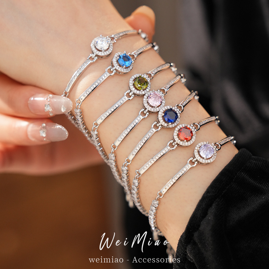 Pulsera redonda geométrica de piedra de silicio ligera de lujo nicho pulsera de alta calidad personalidad temperamento universal joyas de moda al por mayor