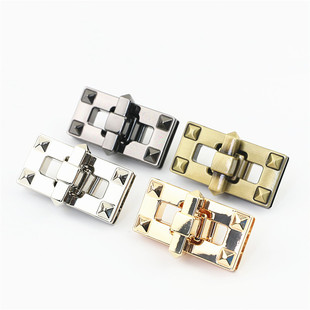 Luggage hardware accessories Golden die-casting screw lock lock small square lock bag handbag lock buckle hardware accessories small