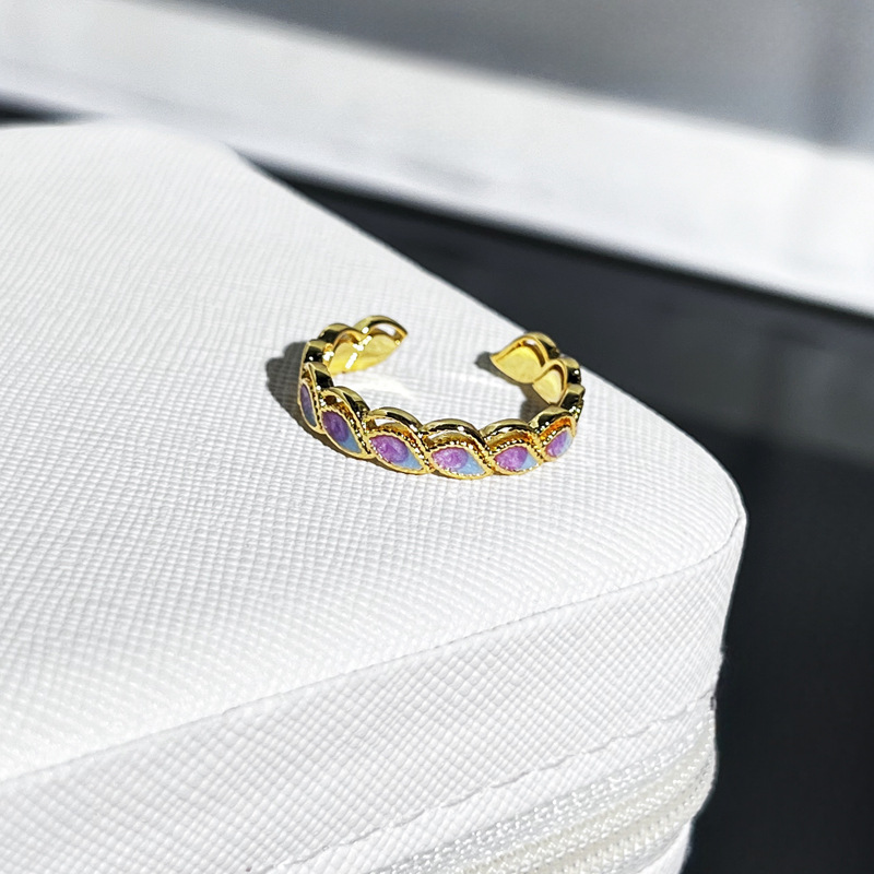 5g Weight Rings Classification 1 Piece Quantity Holiday, Daily Occasion Copper Material Flower Pattern All Seasons Season Women's Gender Enamel Design Vacation, Simple Style Style Wholesale Jewelry Vacation Simple Style Flower Copper Enamel Rings 8