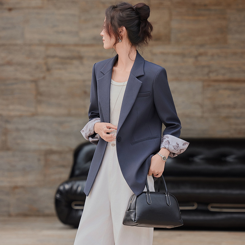 灰色西装外套女2025新款春秋休闲小个子高级感通勤时尚小西服上衣|undefined