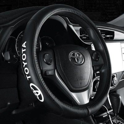Suitable for Mitsubishi Toyota Corolla Ralink Camry RAV4 Corolla Reiz Genuine Leather Steering Wheel Cover (Steering wheel cover) - toyota-black-line-38cm