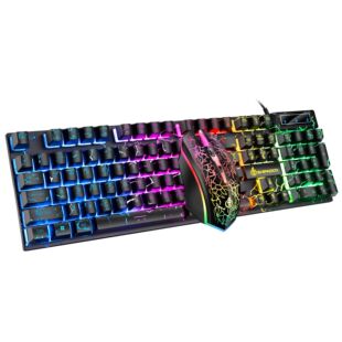 Shibadu D500 Cracked Luminous Suspended Keycap Mechanical Feel 4D Variable Speed Mouse Keyboard and Mouse Set Cross-Border