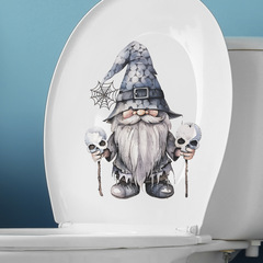 外貿萬聖節小矮人骷髏頭浴室馬桶貼家居裝飾牆貼貼紙自粘批發跨境
