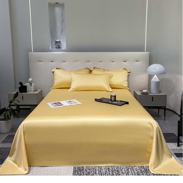 100 sábanas de verano de seda de hielo de color sólido de una sola pieza, dormitorio desnudo, edredón fresco, funda de almohada simple, juego de tres piezas