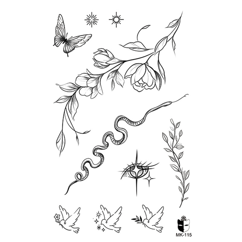 Animal blanco y negro desechable pegatinas de tatuaje belleza pegatinas de tatuaje moda estética patrón de personalidad dama pegatinas de tatuaje