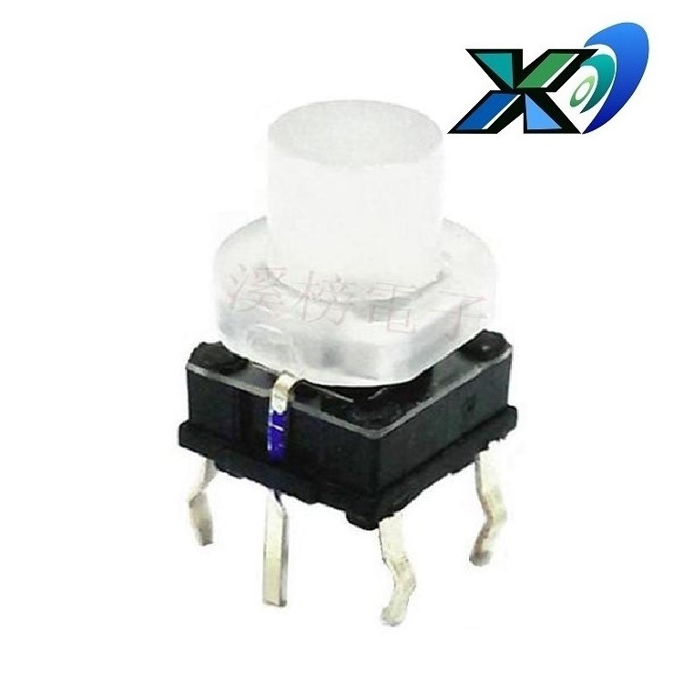 轻触带灯开关直插6脚  小体积按钮带灯开关 按键带灯开关直插六脚