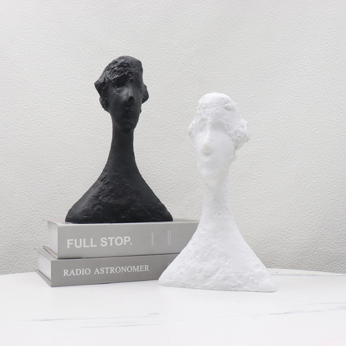Black and white woman head portrait sculpture decorative piece, minimalist modern model room TV stand home soft decoration item, display