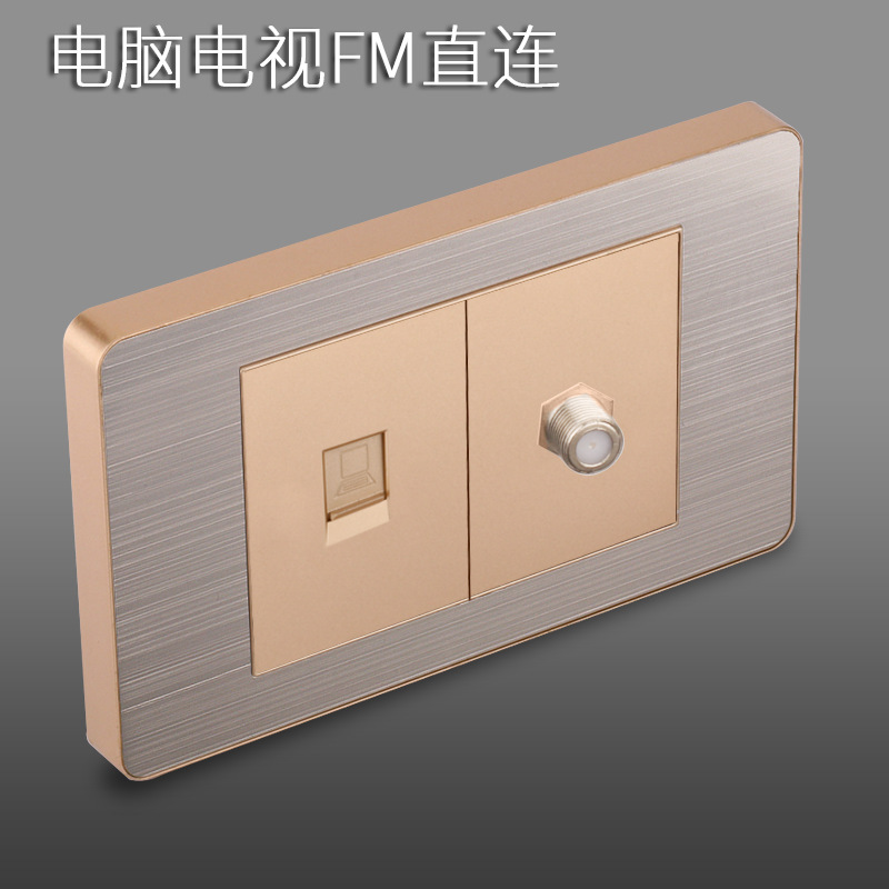 Panel de enchufe de metal estándar estadounidense de acero inoxidable dibujado oro tres agujeros Taiwan conmutador USB suministro directo de fabricantes de enchufes