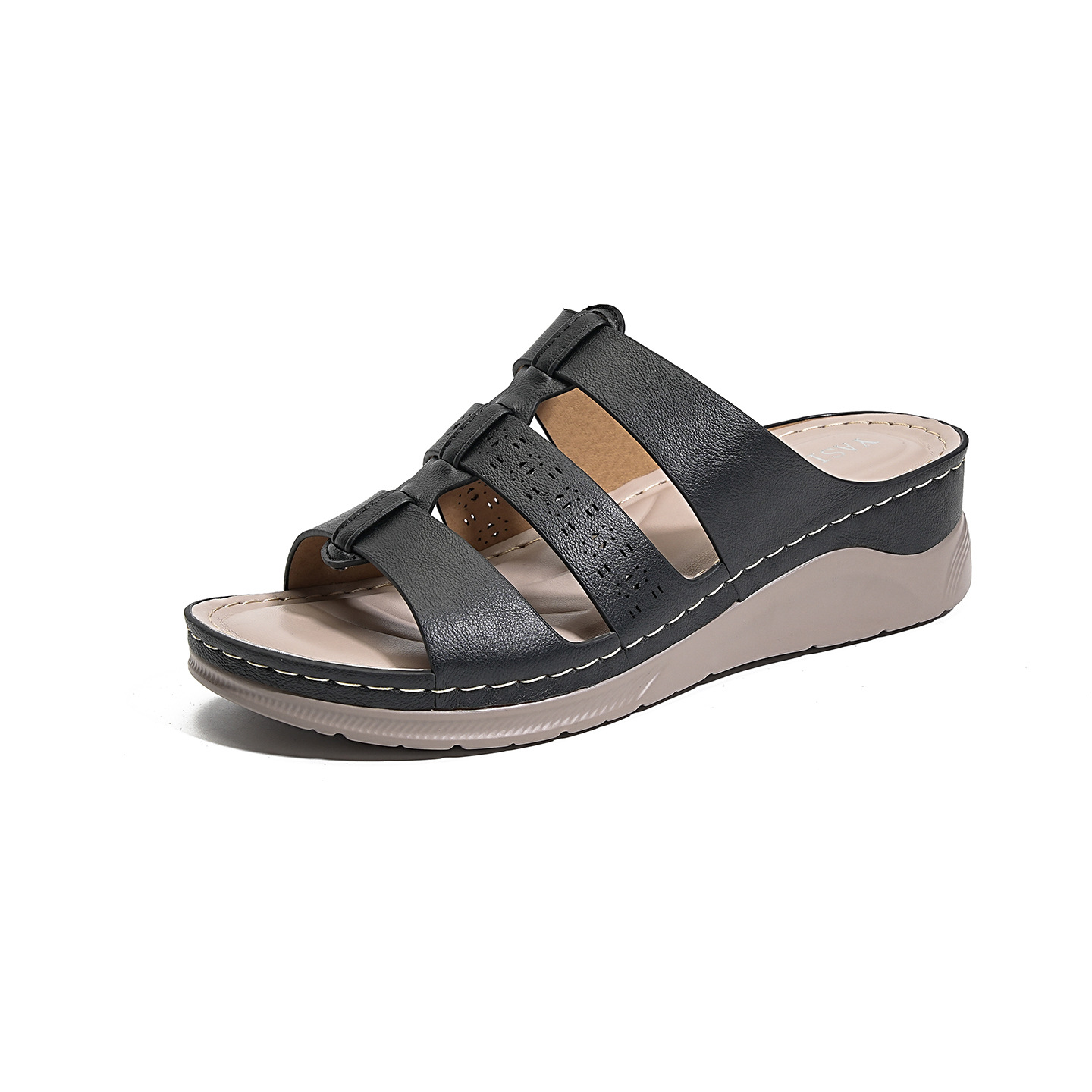 New 2026 European and American Style Women's Sandals, Cross-Border Stitching Mom Shoes, Large Size Sandals, Wedge Slippers 1062-3A