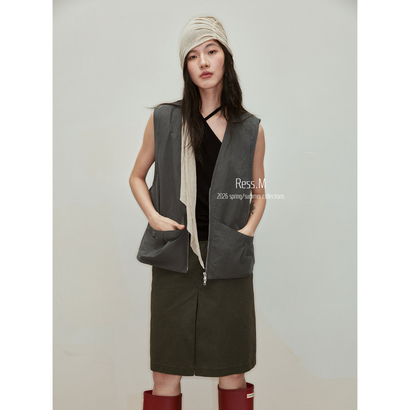 Ress.M Mountain Series Photographer Short Vest 2026 Spring/Summer New Women's Sleeveless Jacket