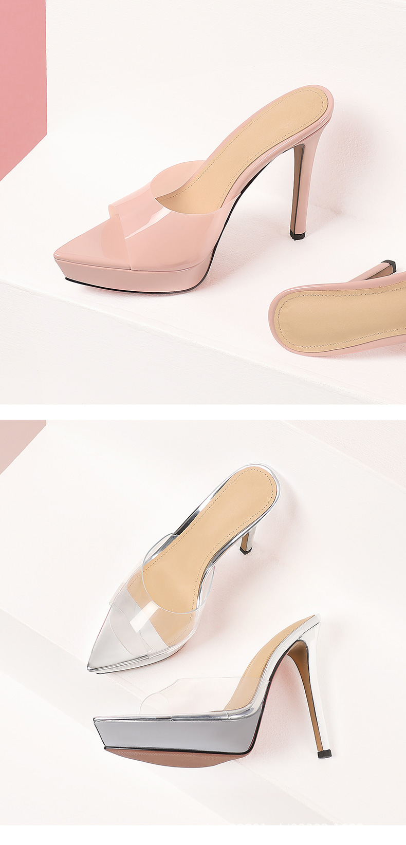 Sandal cao gót nữ đế xuồng platform phong cách Hàn Quốc, gót siêu cao 12 cm — đen chi tiết 9