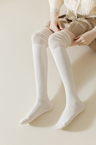 Autumn and winter side twist knee socks women's thigh socks miu Korean high socks pile socks solid color socks