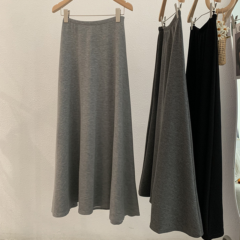 Oumarai air cotton elastic high waist solid color mask large pendulum A long hanging skirt real shot 3542 Oumarai air cotton elastic high waist solid color mask large pendulum A long hanging skirt real shot 3542